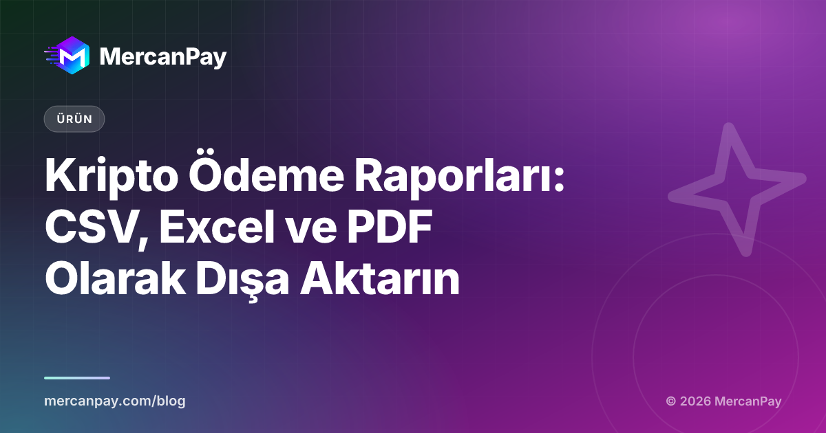 Kripto Ödeme Raporları: CSV, Excel ve PDF Olarak Dışa Aktarın